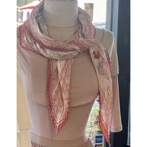 Hermes N. Goulandris Pink Scarf Plisse Oeillets Sauvages Et Autres Caryophyllees